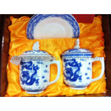 Ensemble de thé en porcelaine bleue et blanche 6PC (6615-006)